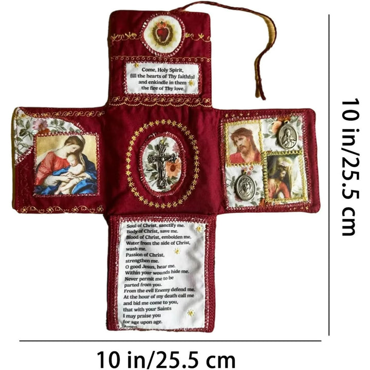 Christianartworkshop Handmade Embroidered Fabric Cross with Charms: A Rare Fusion of Craftsmanship and Faith - image 2
