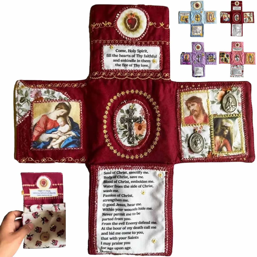 FREE Today: Handmade Embroidered Fabric Cross with Charms: A Rare Fusion of Craftsmanship and Faith - Red - image 0