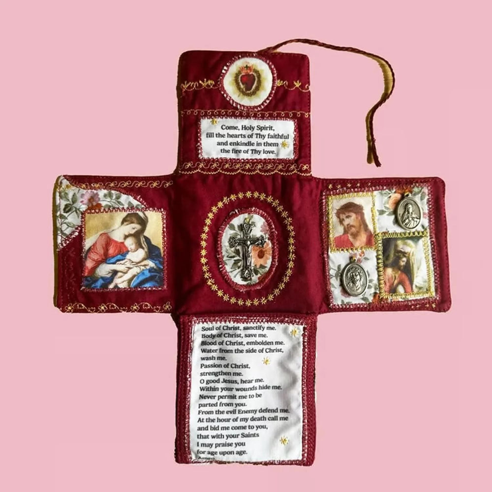 Christianartworkshop Handmade Embroidered Fabric Cross with Charms: A Rare Fusion of Craftsmanship and Faith - image 1