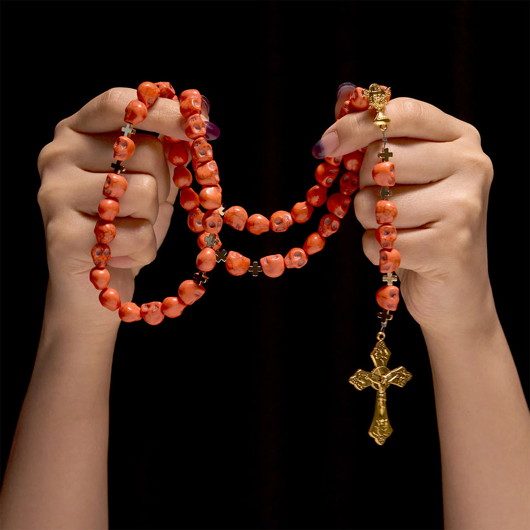 FREE Today: Light Over Darkness - Holy Grail of Salvation with Mystic Crimson Skull Beads Halloween Rosary - image 1