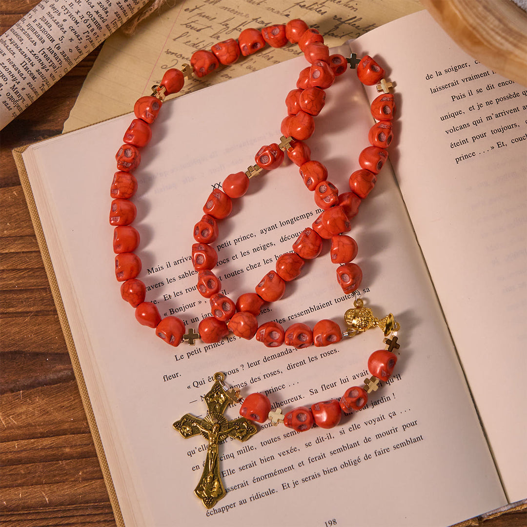 FREE Today: Light Over Darkness - Holy Grail of Salvation with Mystic Crimson Skull Beads Halloween Rosary - image 5