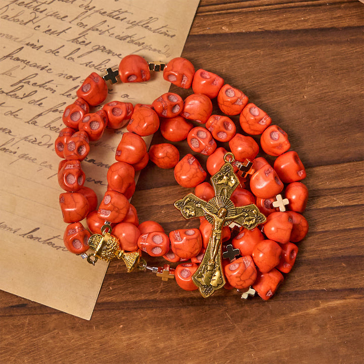 FREE Today: Light Over Darkness - Holy Grail of Salvation with Mystic Crimson Skull Beads Halloween Rosary - image 6