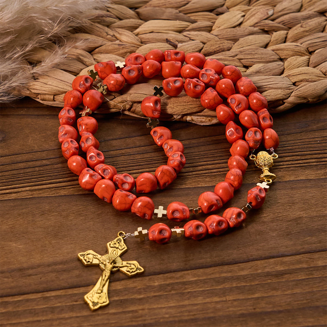 FREE Today: Light Over Darkness - Holy Grail of Salvation with Mystic Crimson Skull Beads Halloween Rosary - image 4