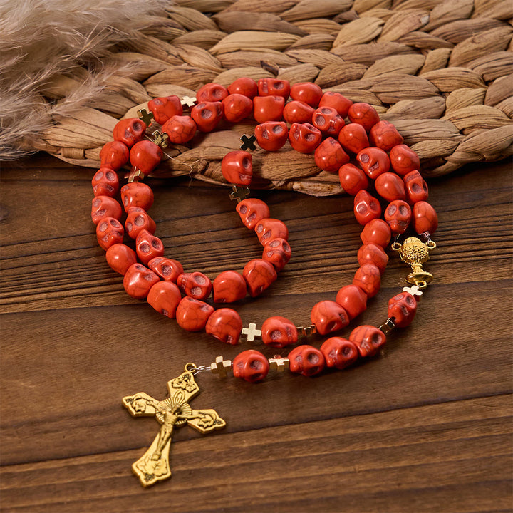 FREE Today: Light Over Darkness - Holy Grail of Salvation with Mystic Crimson Skull Beads Halloween Rosary - image 4