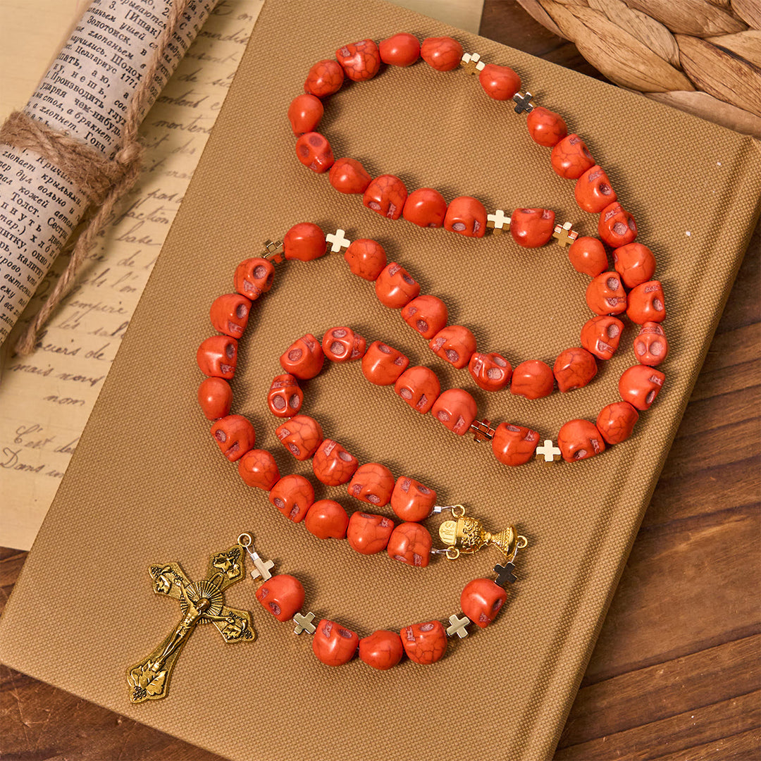 FREE Today: Light Over Darkness - Holy Grail of Salvation with Mystic Crimson Skull Beads Halloween Rosary - image 3