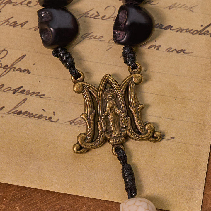 FREE Today: Light Over Darkness - Pardon Crucifix of Mercy with Black Skull Beads Halloween Prayer Rosary - image 8
