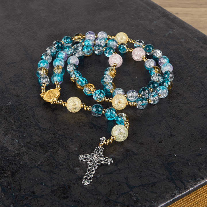FREE Today: Rainbow of Faith 5-Style MultiColored Shimmering Crackle Glass Rosary - image 11