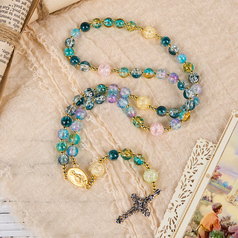 FREE Today: Rainbow of Faith 5-Style MultiColored Shimmering Crackle Glass Rosary - image 13