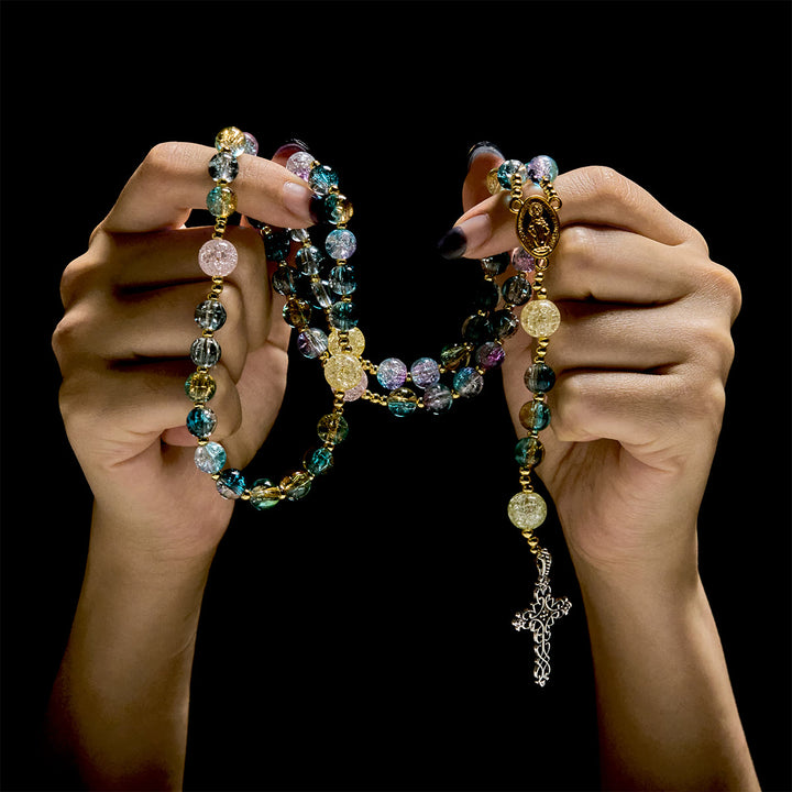 FREE Today: Rainbow of Faith 5-Style MultiColored Shimmering Crackle Glass Rosary - image 10