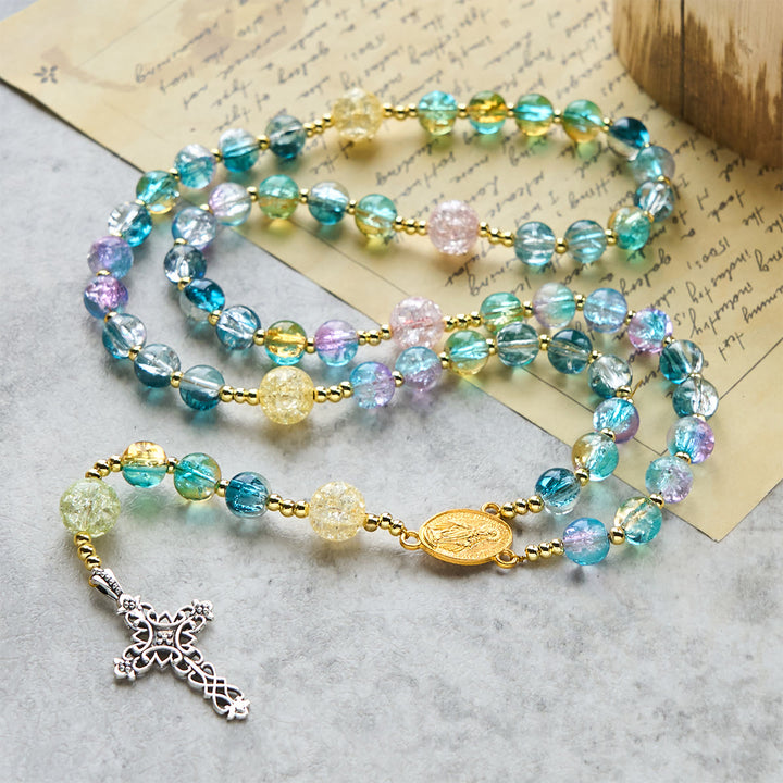 FREE Today: Rainbow of Faith 5-Style MultiColored Shimmering Crackle Glass Rosary - image 12