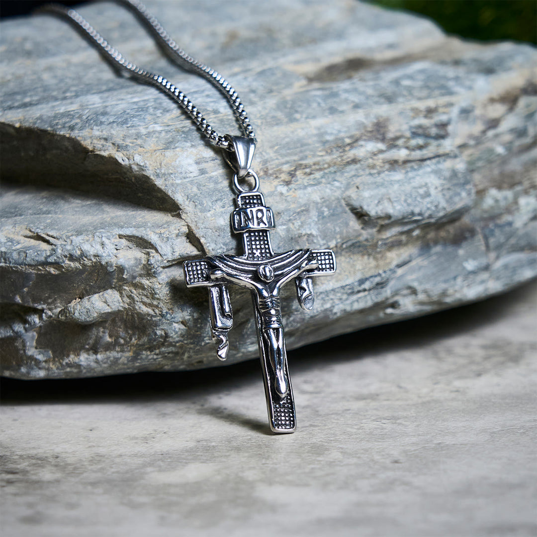 Christianartworkshop Artistic Sterling Silver INRI Cross Necklace: A Unique Blend of Art and Belief - Stainless Steel - image 0
