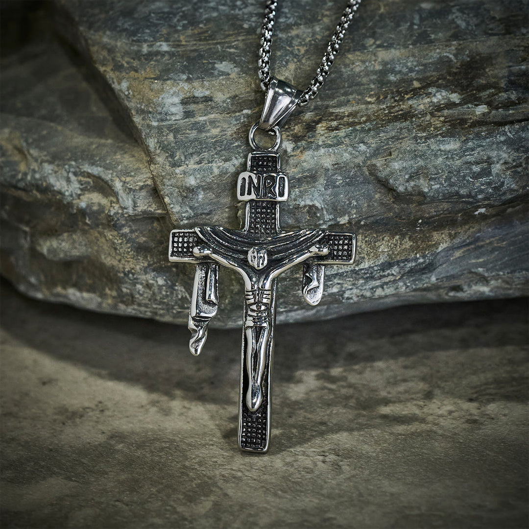 FREE Today: Sacred Strength Crucifix Pendant Necklace with Carved and INRI Cross Designs - image 2