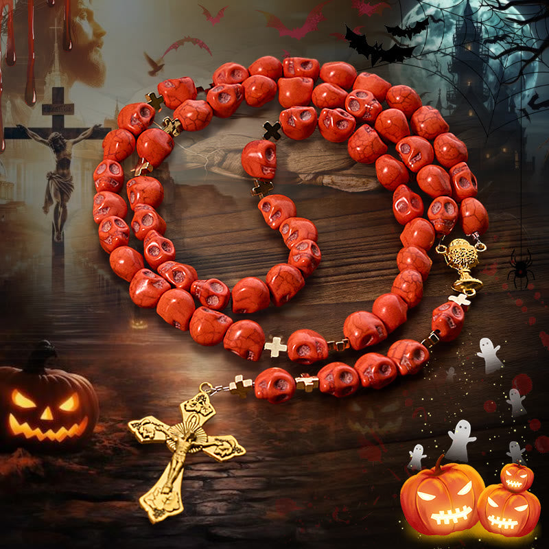 FREE Today: Light Over Darkness - Holy Grail of Salvation with Mystic Crimson Skull Beads Halloween Rosary - Halloween Rosary - image 0