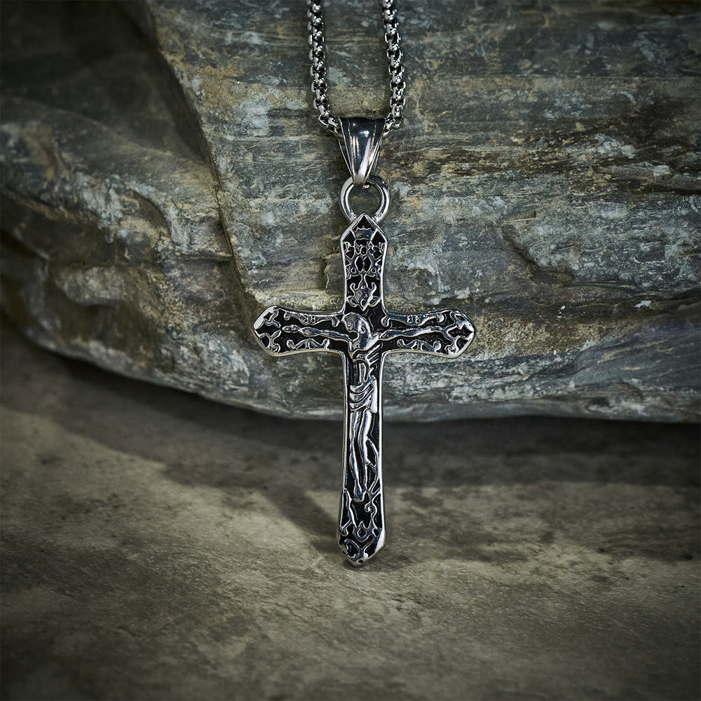Christianartworkshop Classic Stainless Steel Ornate Cross Necklace: A Profound Symbol of Faith - image 1