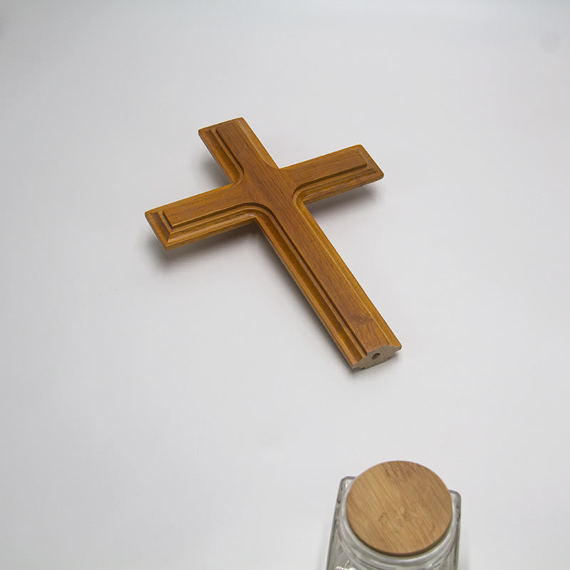 Christianartworkshop Minimalist Wooden Cross Decor with Base: A Subtle Sign of Spiritual Serenity - image 3