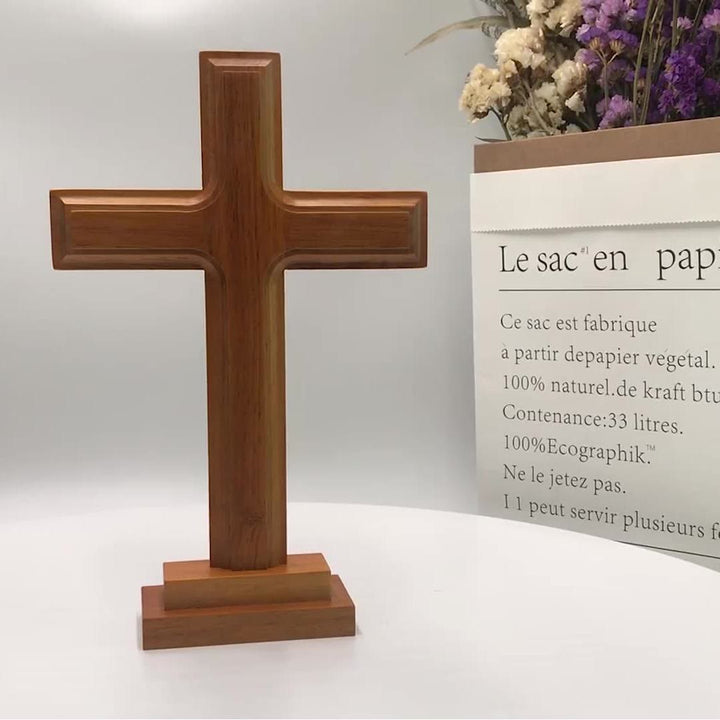 Christianartworkshop Minimalist Wooden Cross Decor with Base: A Subtle Sign of Spiritual Serenity - image 2