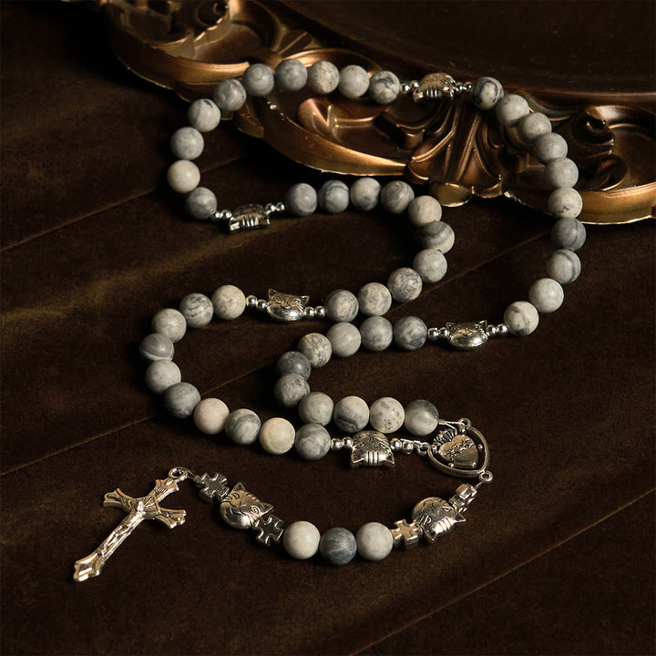 Christianartworkshop Light Grey Tabby Cat Prayer Rosary: Prayerful Care for Stray Cats Animal Rosary - image 3