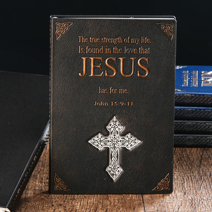 Christianartworkshop Deluxe Leather Journal with Jesus and Decorative Cross: A Premium Gift for Faithful Souls - Red Cover + Silver Cross - image 2
