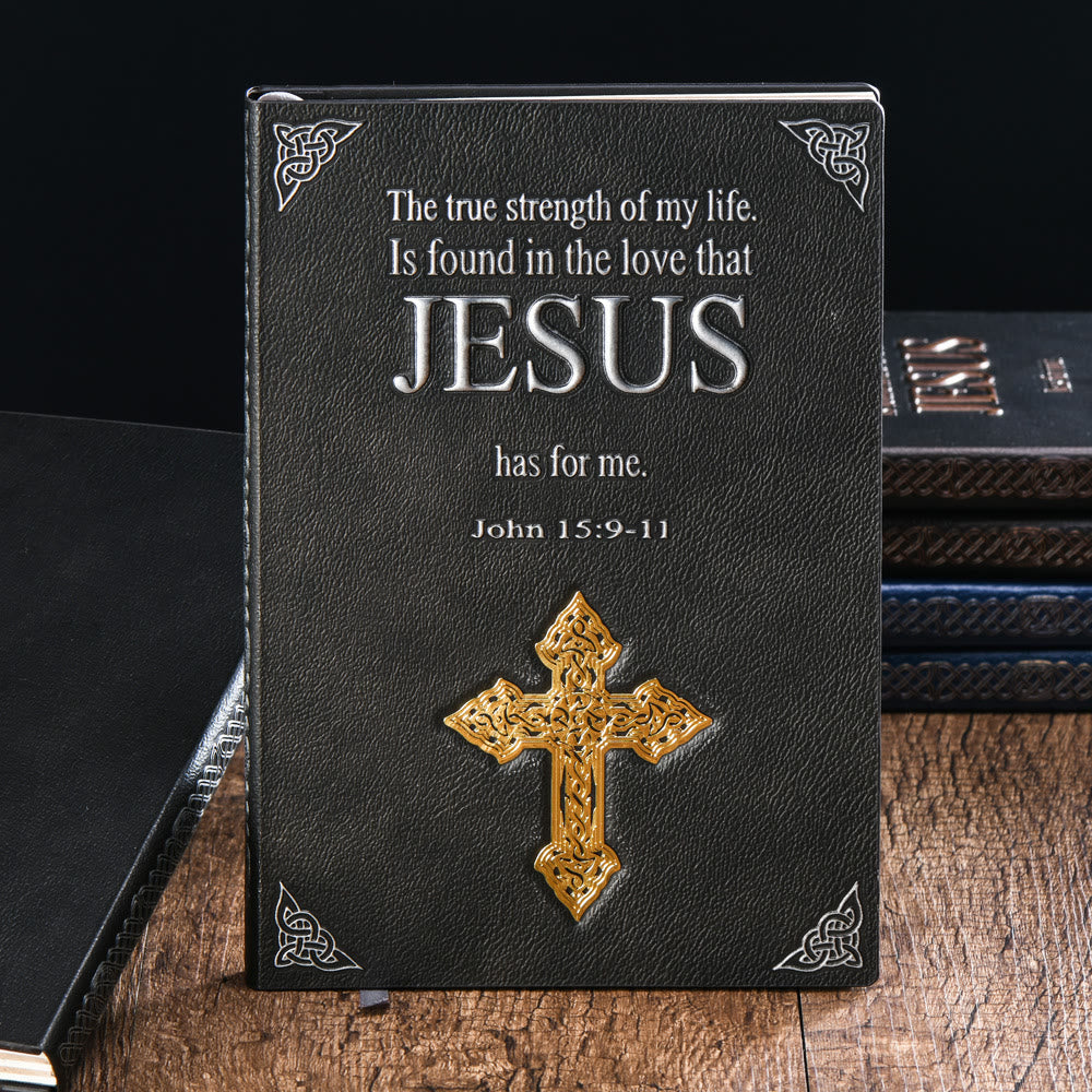 Christianartworkshop Deluxe Leather Journal with Jesus and Decorative Cross: A Premium Gift for Faithful Souls - Silver Cover + Golden Cross - image 3
