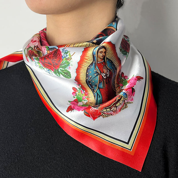 Christianartworkshop Silk - Crafted Our Lady Patterned Bandana: A Timeless Emblem of Devotion - Our Lady - image 0