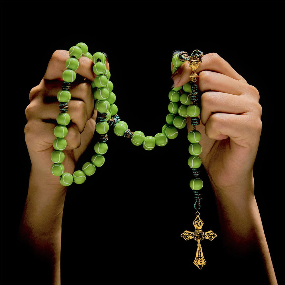 Christianartworkshop Crucifix of Victory with Dynamic Tennis Prayer Rosary: Faith Meets Athletic Passion - image 1