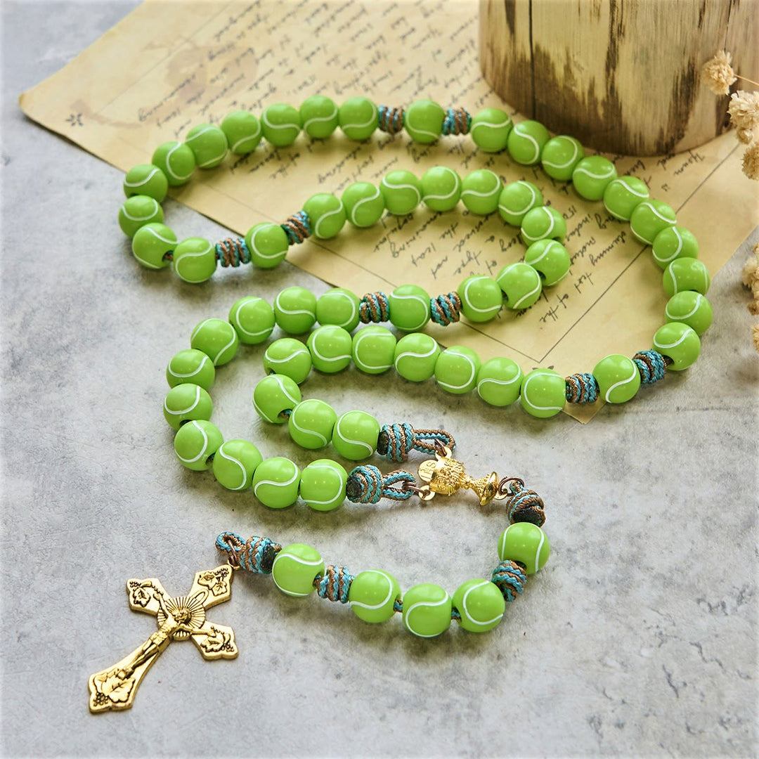 Christianartworkshop Crucifix of Victory with Dynamic Tennis Prayer Rosary: Faith Meets Athletic Passion - image 3