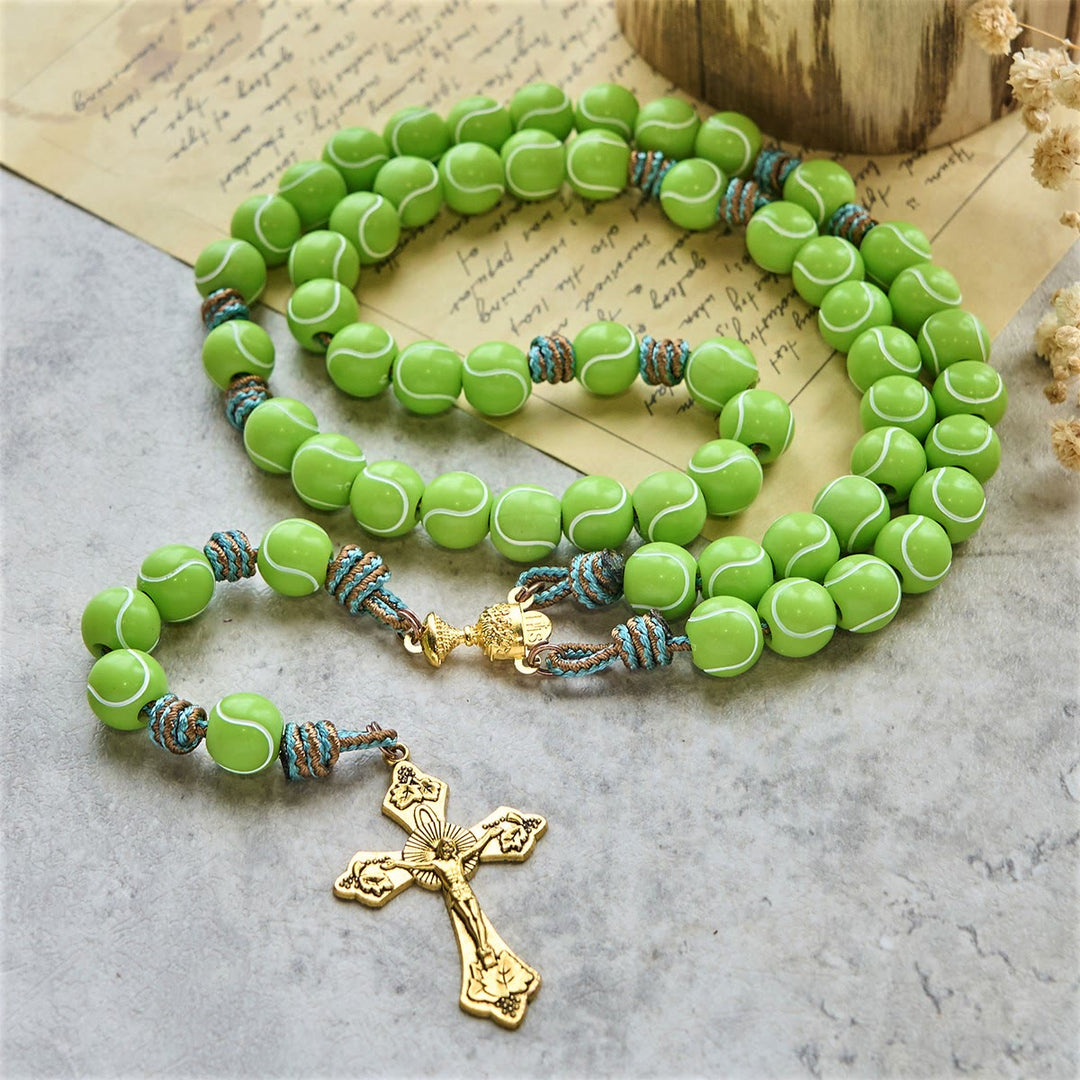 Christianartworkshop Crucifix of Victory with Dynamic Tennis Prayer Rosary: Faith Meets Athletic Passion - image 4