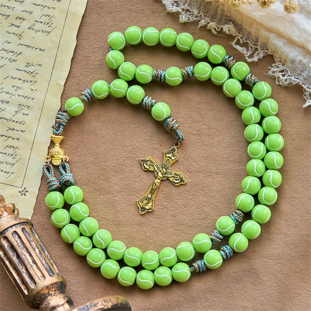 Christianartworkshop Crucifix of Victory with Dynamic Tennis Prayer Rosary: Faith Meets Athletic Passion - image 5