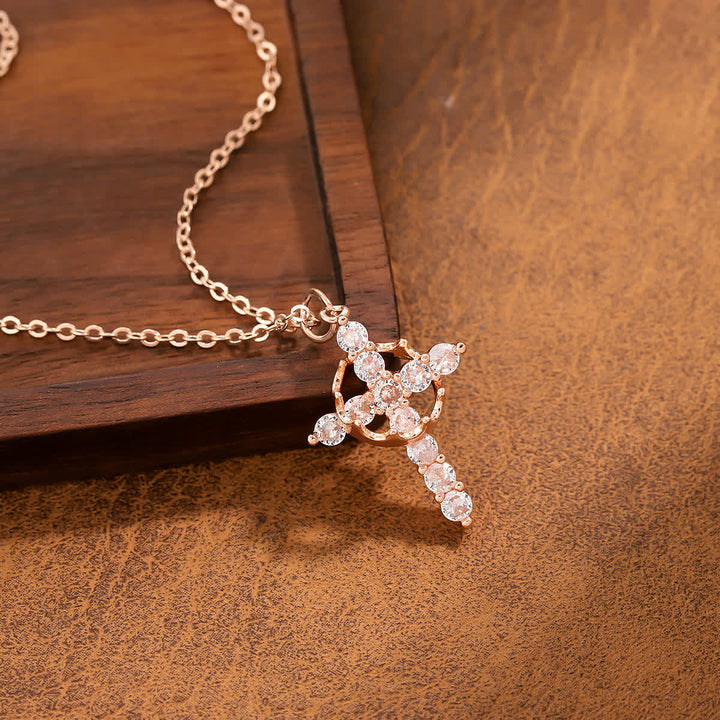 FREE Today: Modern Crowned in Faith Cross Necklace, Earrings - Necklace - Rosegold - image 4