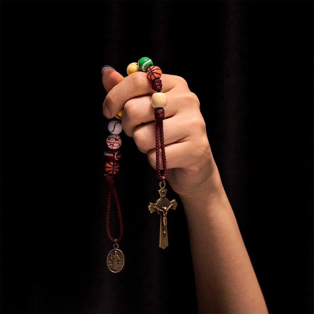 All-in-One Sports Prayer Rosary Keychain with Multi-Sport Beads: No Regrets in Every Game - image 1
