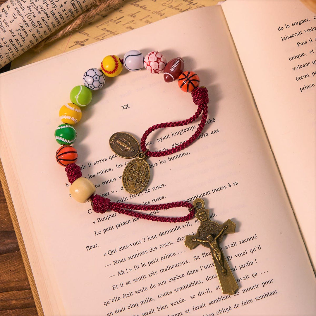 All-in-One Sports Prayer Rosary Keychain with Multi-Sport Beads: No Regrets in Every Game - image 3