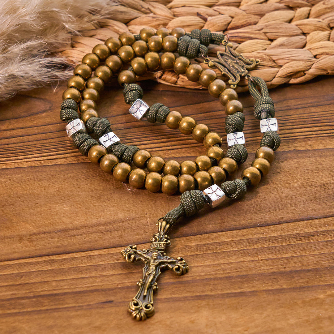 Christianartworkshop Enduring Faith Paracord Rosary with Bronze Beads: Tradition Woven with Strength - Paracord Blessing Rosary - image 0