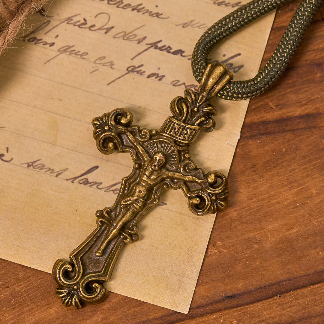 Christianartworkshop St. Benedict Protection All-Place Portable Bronze Beads Nylon Cord Pocket Rosary - image 7