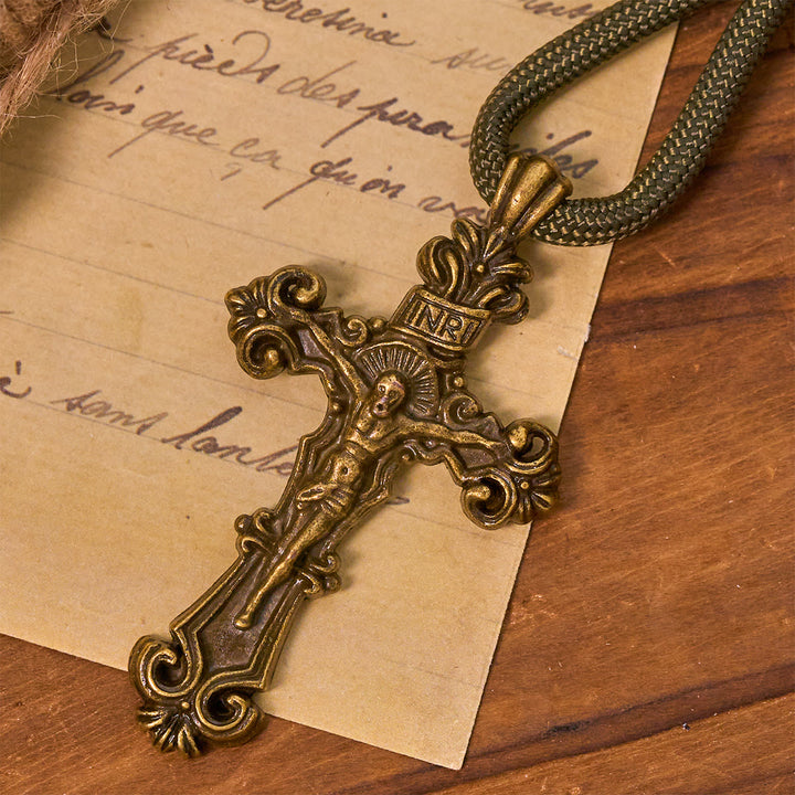 Christianartworkshop St. Benedict Protection All-Place Portable Bronze Beads Nylon Cord Pocket Rosary - image 7