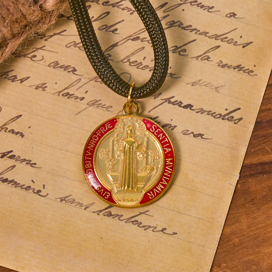 Christianartworkshop St. Benedict Protection All-Place Portable Bronze Beads Nylon Cord Pocket Rosary - image 6