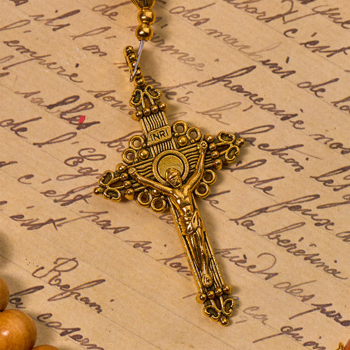 Thanksgiving Devotion Sandalwood Rosary with Golden Grace Pumpkin Gemstones & Holy Grail - image 6