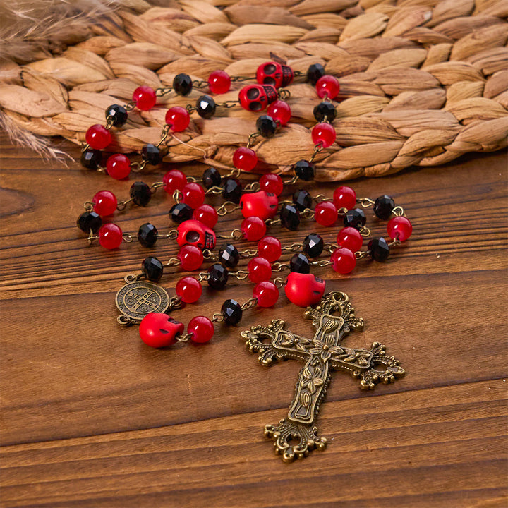 FREE Today: Gothic Elegance Halloween Rosary with Red Skull Accents & Ornate Floral Cross - image 4