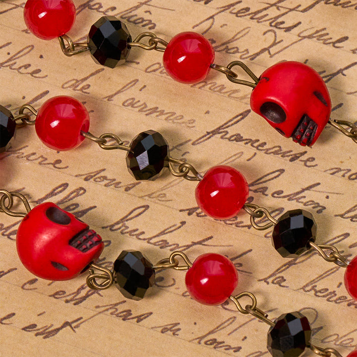 Christianartworkshop Gothic Elegance Halloween Rosary with Red Skull Accents & Ornate Floral Cross - image 6