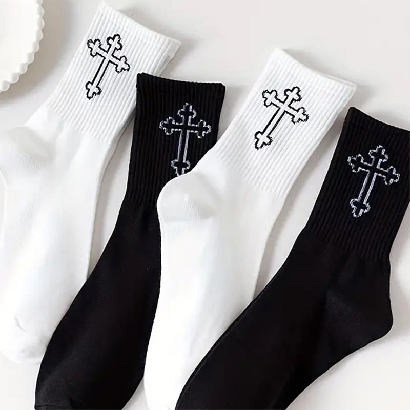 Christianartworkshop Minimalist Cross Crew Socks - Unisex Comfortable ...