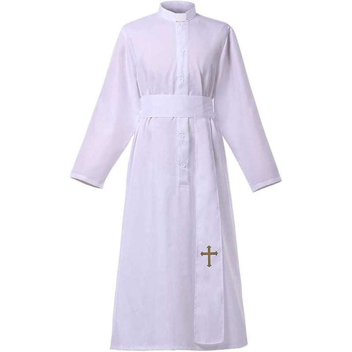 Christianartworkshop Elegant Tri-Color Liturgical Clergy Robes with Waistband & Cross - image 2