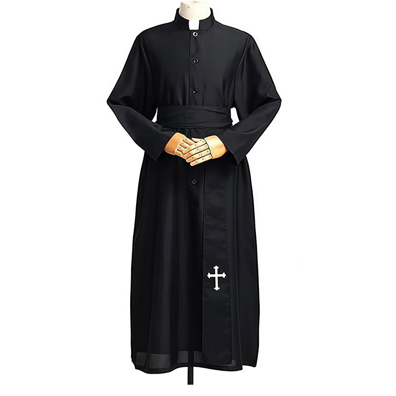 Christianartworkshop Elegant Tri-Color Liturgical Clergy Robes with Waistband & Cross - image 9