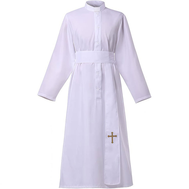 Christianartworkshop Elegant Tri-Color Liturgical Clergy Robes with Waistband & Cross - image 3