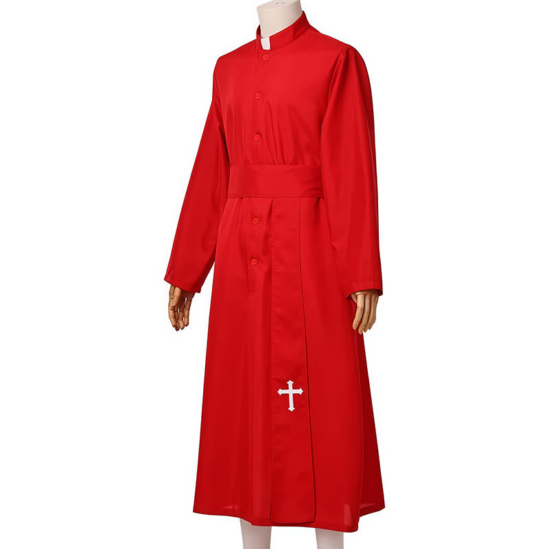 Christianartworkshop Elegant Tri-Color Liturgical Clergy Robes with Waistband & Cross - image 6