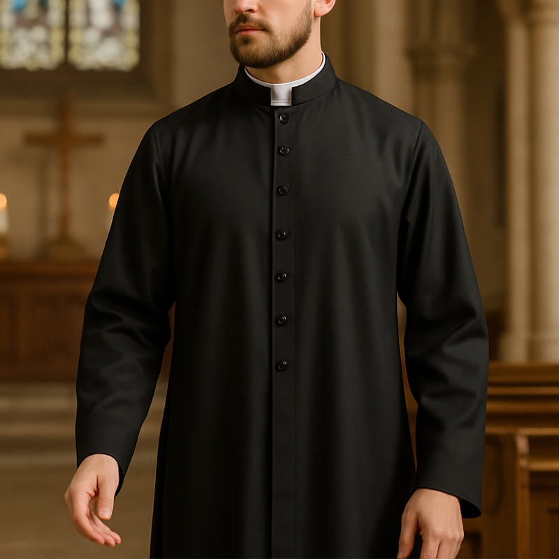 Christianartworkshop Elegant Tri-Color Liturgical Clergy Robes with Waistband & Cross - Black - One Size Fits All (Length 130cm) - image 7