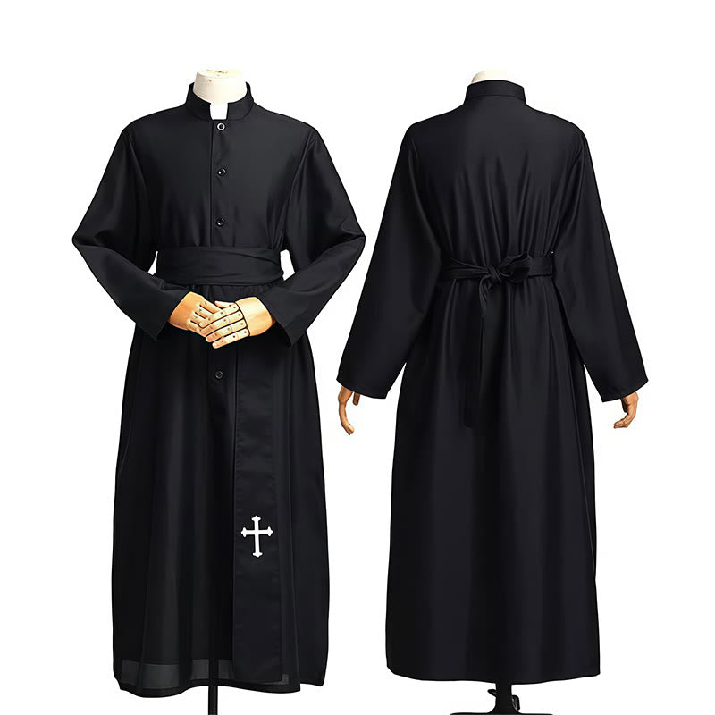 Christianartworkshop Elegant Tri-Color Liturgical Clergy Robes with Waistband & Cross - image 8