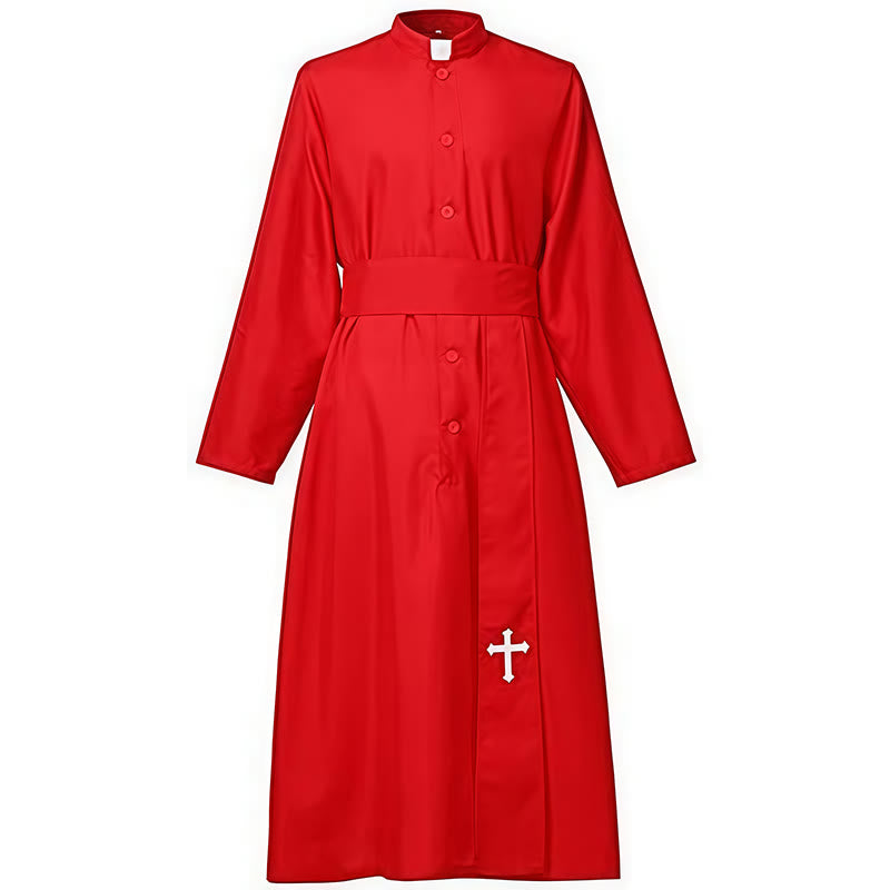 Christianartworkshop Elegant Tri-Color Liturgical Clergy Robes with Waistband & Cross - image 5