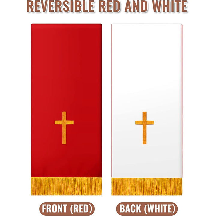 Complete Church Parament Set: Table Runner, Lectern Scarf & Bible Marker in Red and White - image 2