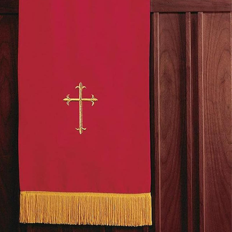 Complete Church Parament Set: Table Runner, Lectern Scarf & Bible Marker in Red and White - image 6