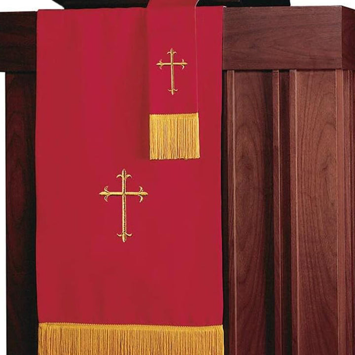 Complete Church Parament Set: Table Runner, Lectern Scarf & Bible Marker in Red and White - image 5
