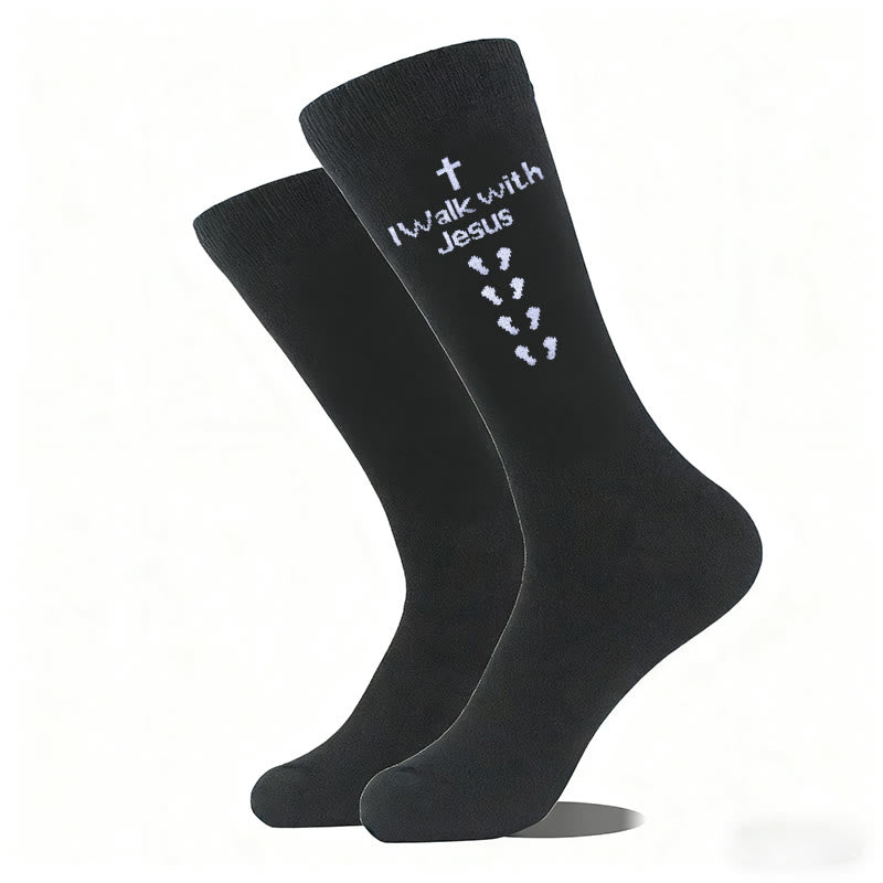 Christianartworkshop Two - Color Walk with Jesus Statement Unisex Socks - image 7